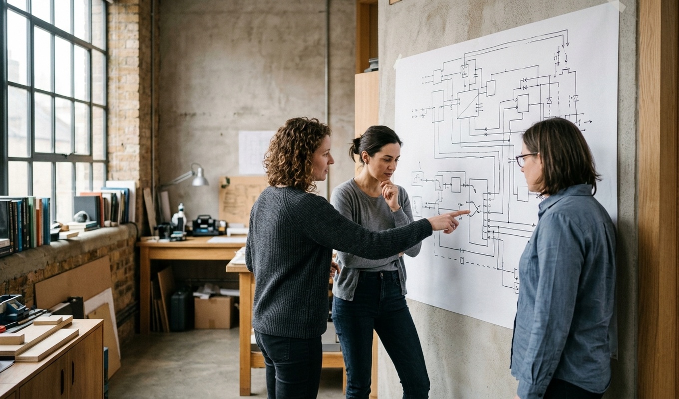 A team working through a system together